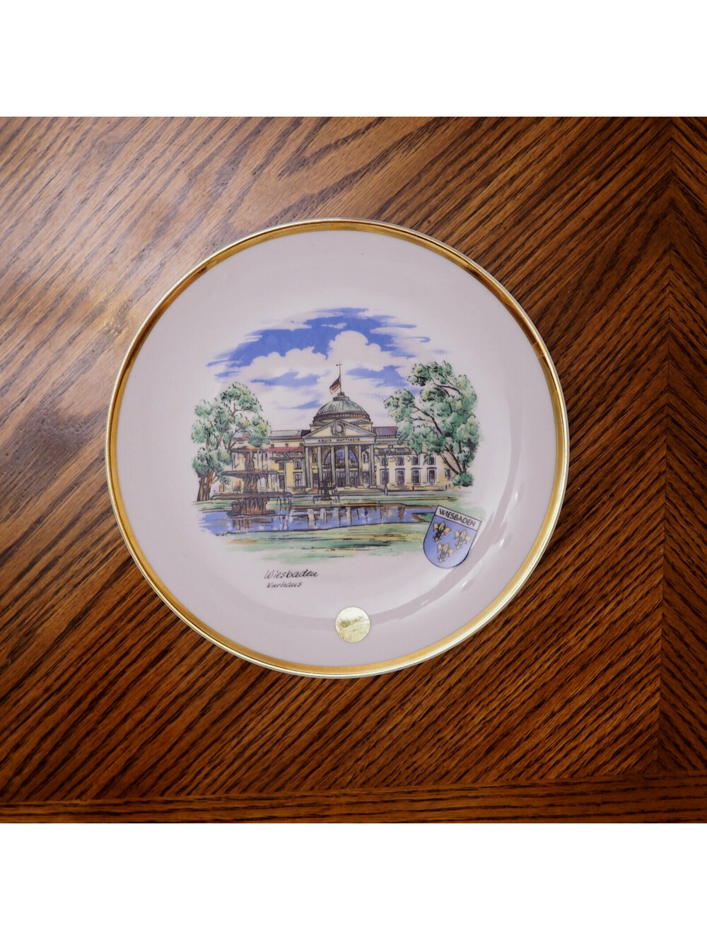 Vintage German Pottery WIESBADEN KURHAUS Souvenir Plate 7.5"